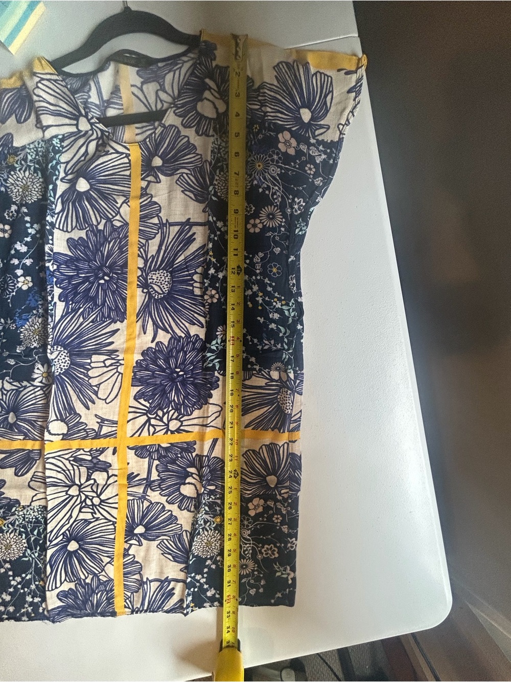 Zara Basic Blue Floral Loose Shift Dress Small Coastal Summer office Midi xs - Picture 8 of 9